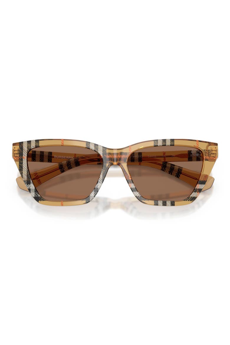 54mm Cat Eye Sunglasses, Alternate, color, CHECK SAND / DARK BROWN