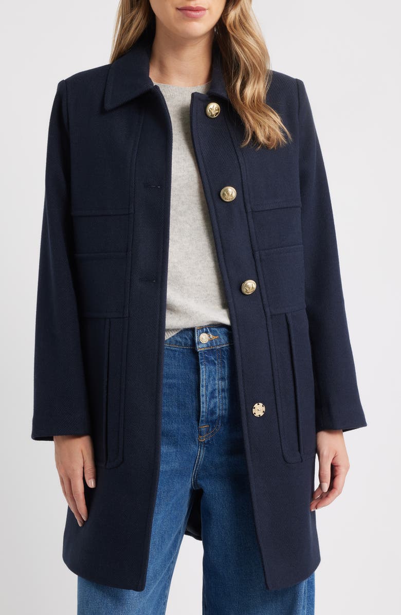 Sam Edelman Inset Waist Coat, Alternate, color, Navy