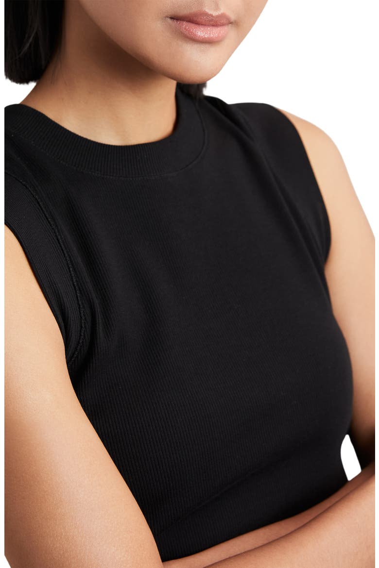 Trudy Ruched Rib Tank, Alternate, color, BLACK