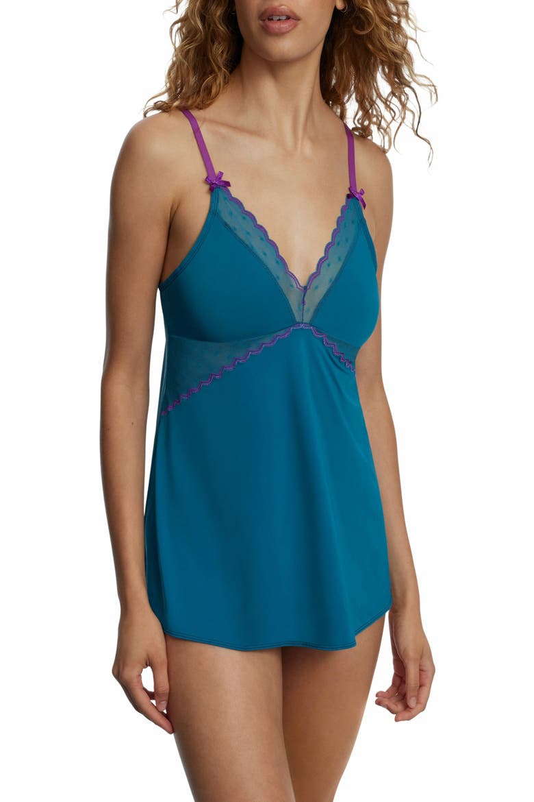 Siren Dotted Lace Babydoll, Main, color, CELESTIAL/VIVID PURPLE