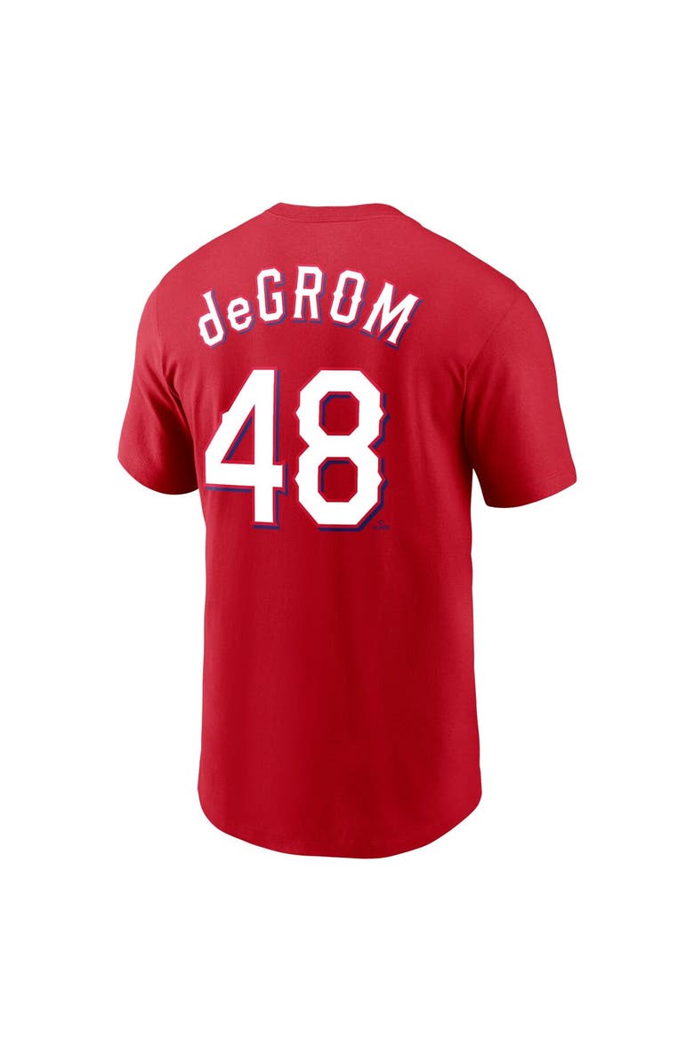 Nike Men's Nike Jacob deGrom Red Texas Rangers Name & Number T-Shirt, Alternate, color, Red