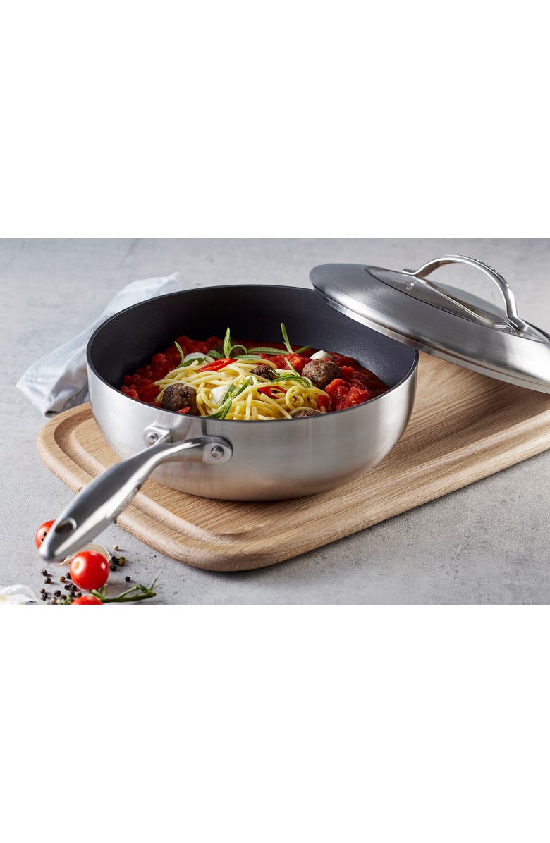 Scanpan CTX 4 Quart Nonstick Deep Saute Pan With Lid, 10.25 Inch, Stainless Steel, Alternate, color, Silver