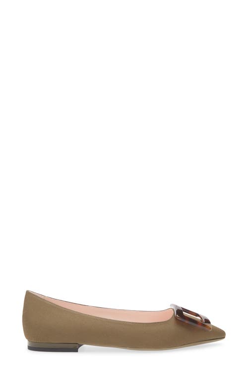 Roger Vivier Gommettine Pointed Toe Flat In Green