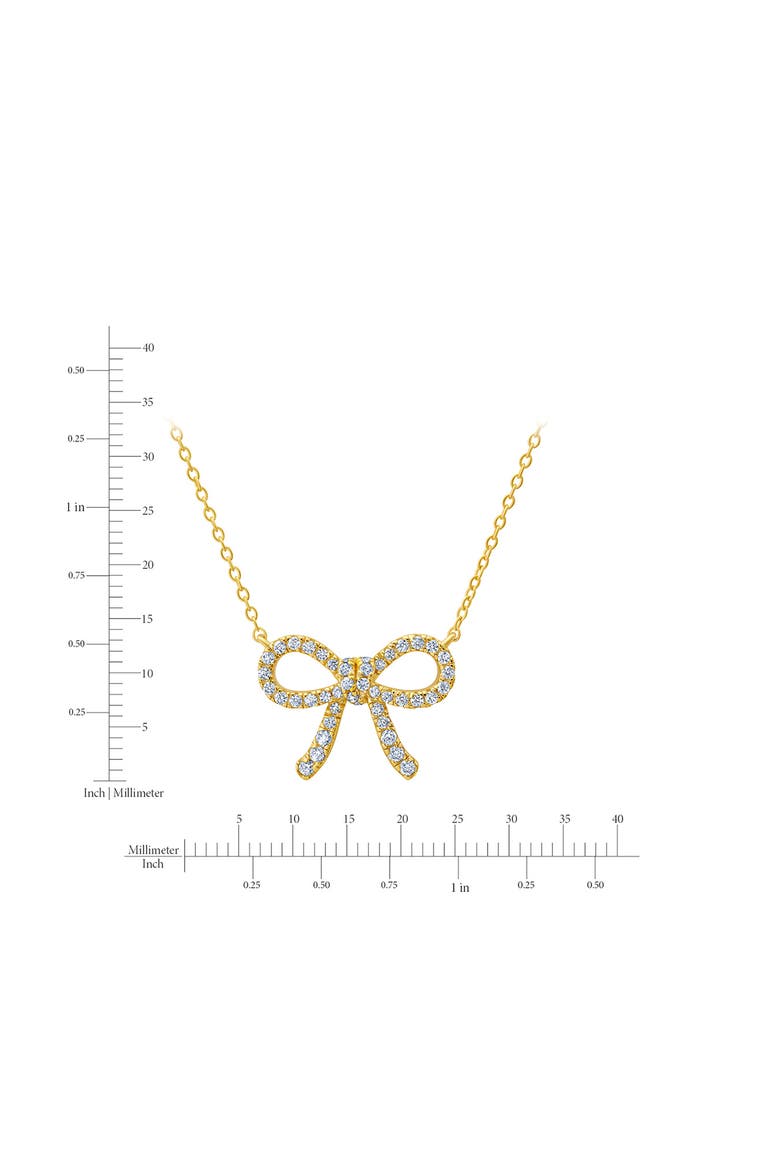 Fairy Tale Pavé Cubic Zirconia Bow Pendant Necklace, Alternate, color, 18KT YELLOW GOLD/ CLEAR STONE
