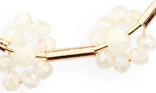 Cara Beaded Open Circle Drop Earrings In White
