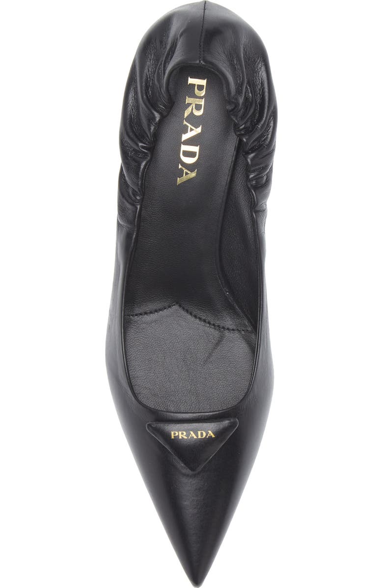 Prada Triangle Logo Pointed Toe Pump, Alternate, color, Black