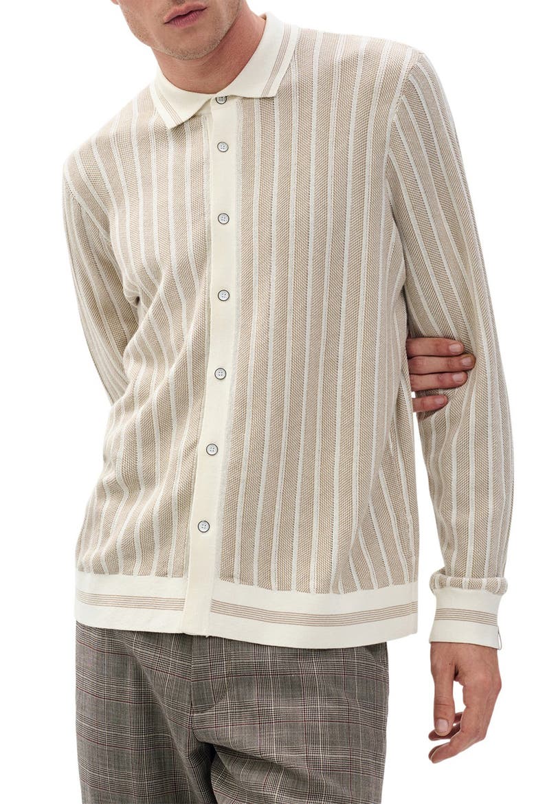 Harvey Long Sleeve Knit Button-Up Shirt, Main, color, IVORY