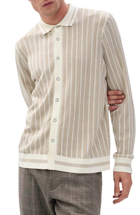 Harvey Long Sleeve Knit Button-Up Shirt