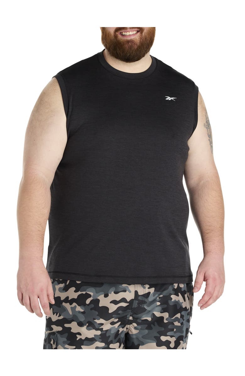 Reebok Big & Tall Performance Melange Sleeveless Shirt, Main, color, Black