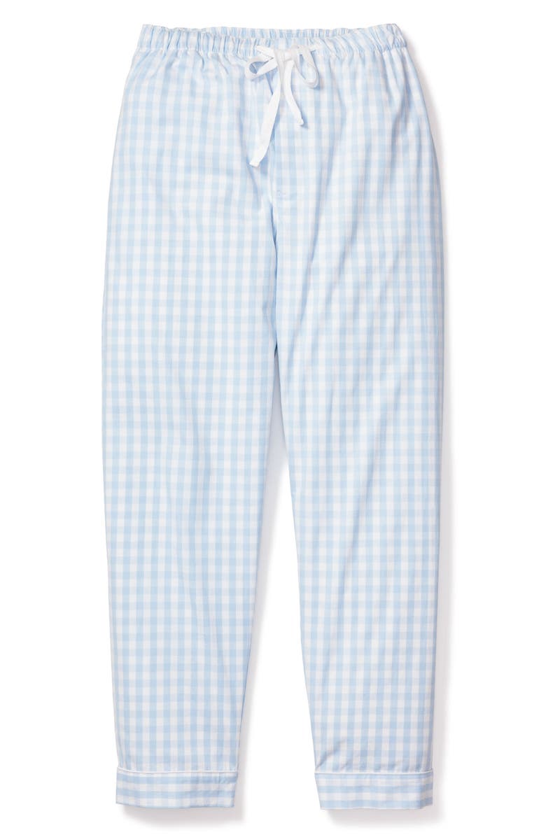Petite Plume Gingham Woven Cotton Pajama Pants, Alternate, color, Blue