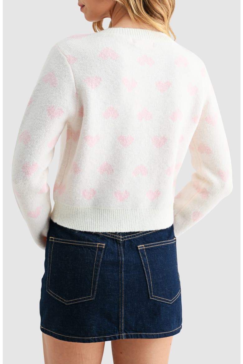 Heart Jacquard Cardigan, Alternate, color, WHITE PINK