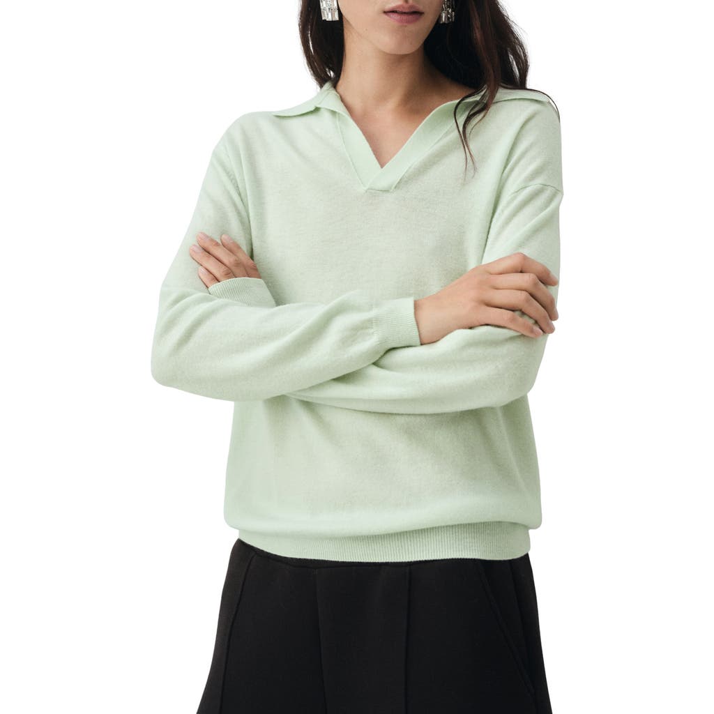 Mango Johnny Collar Wool Sweater In Brown