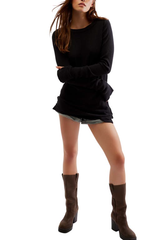 Free People Honey B Crewneck Top In Black