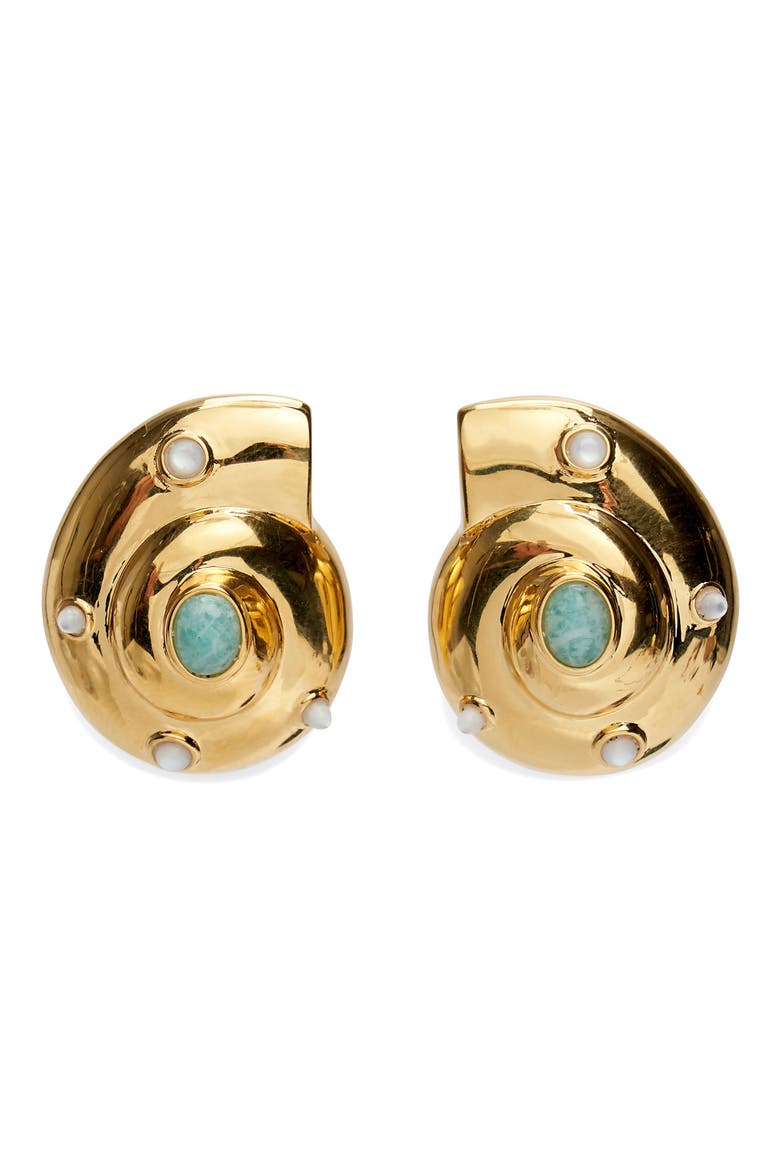 Nautilus Stud Earrings, Main, color, GOLD