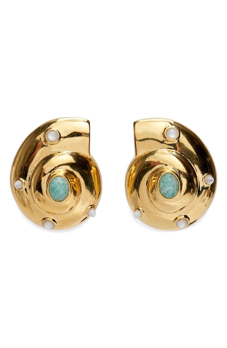Lizzie Fortunato Nautilus Stud Earrings, Main, color, Gold