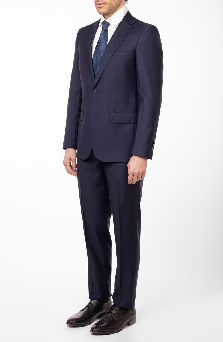 ZANETTI Matteo Slim Fit Navy Check Wool Suit, Alternate, color, Navy