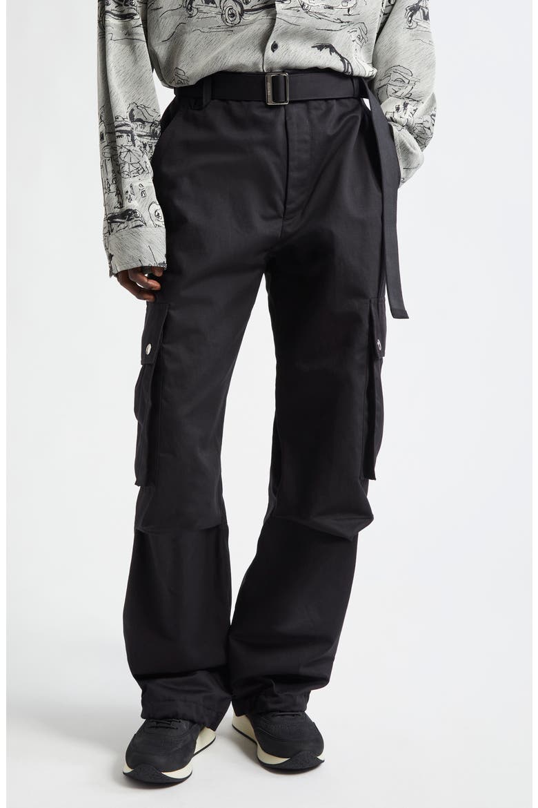 Le Cargo Cotton & Linen Pants, Main, color, BLACK