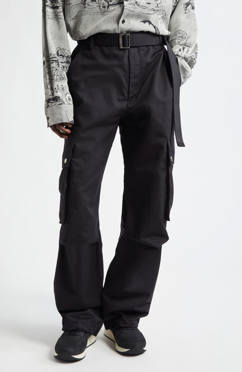Jacquemus Le Cargo Cotton & Linen Pants, Main, color, Black