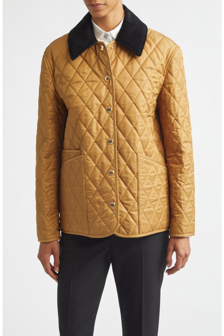Dranefeld Corduroy Collar Quilted Jacket, Main, color, CAMEL