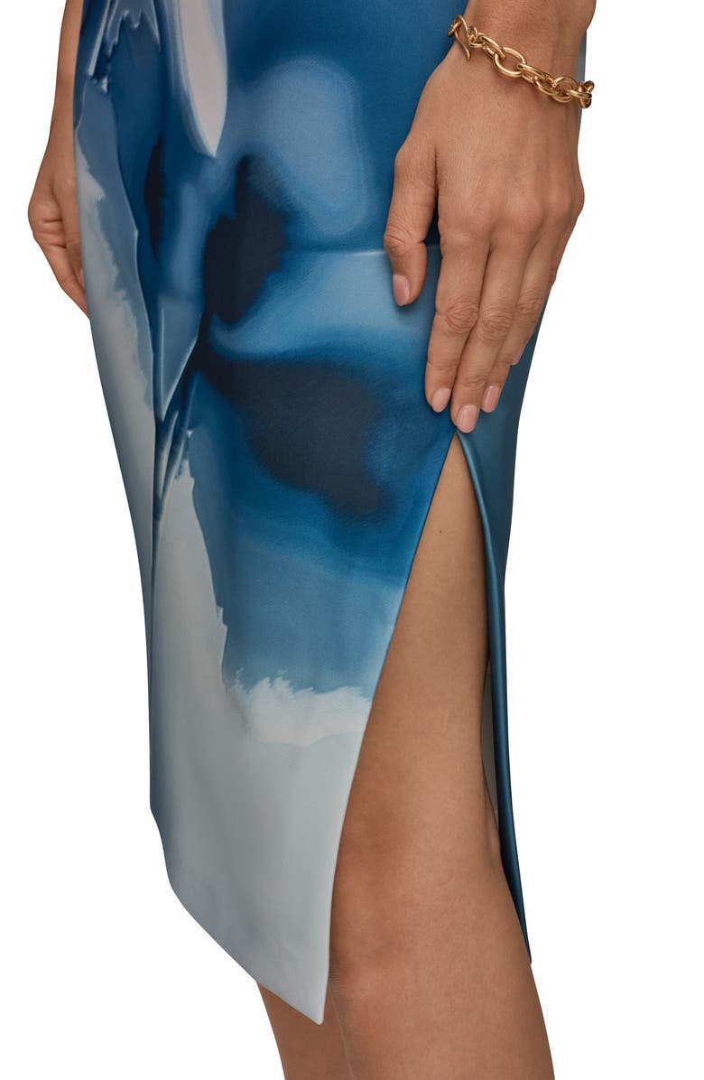 Donna Karan New York One Shoulder Midi Dress, Alternate, color, Washed Indgo