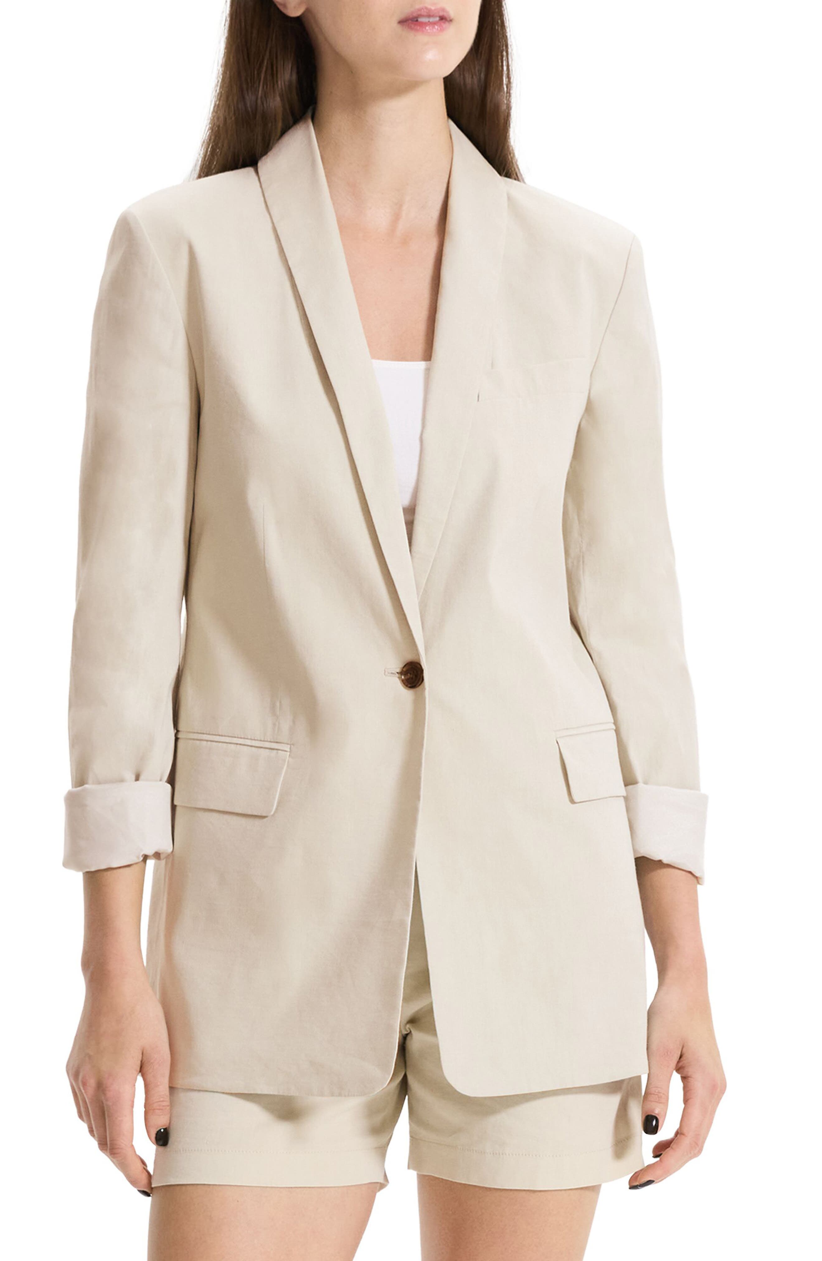 Theory Good Shawl Collar Linen Blend Blazer