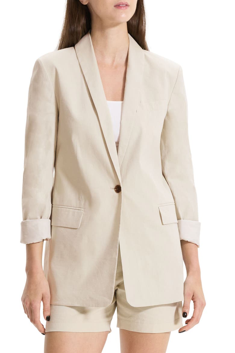 Good Shawl Collar Linen Blend Blazer, Main, color, STRAW