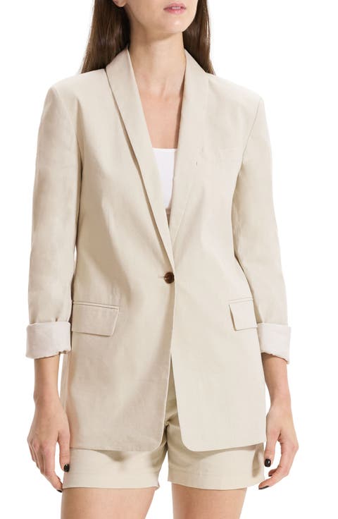 Good Shawl Collar Linen Blend Blazer