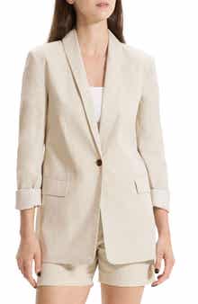 Theory Good Shawl Collar Linen Blend Blazer