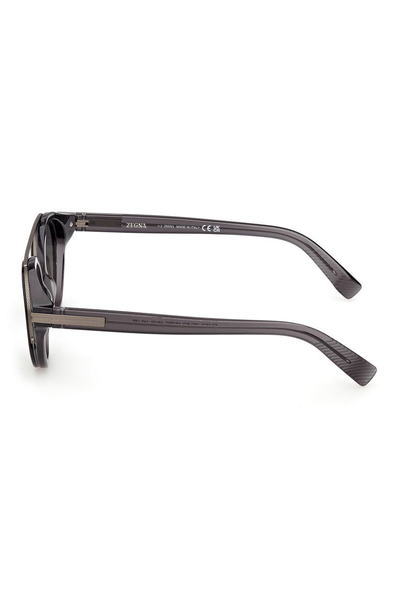 48mm Small Geometric Sunglasses, Alternate, color, TRANSPARENT GREY / RUTHENIUM