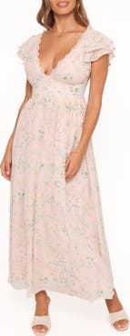 Petal & Pup Angelica Floral Flutter Sleeve Maxi Dress