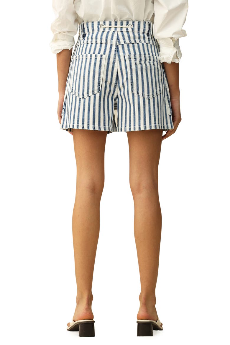 Tamsin Drawstring Denim Shorts, Alternate, color, WHITE AND BLUE