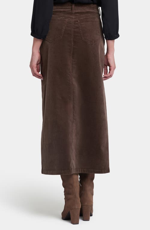 Nydj High Waist Slit Front Corduroy Maxi Skirt In Coffee Bean