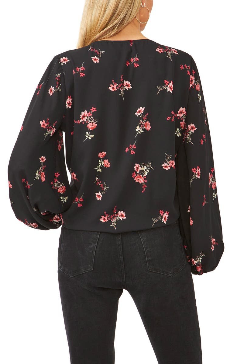 Vince Camuto Floral Ruched Front Blouse, Alternate, color,