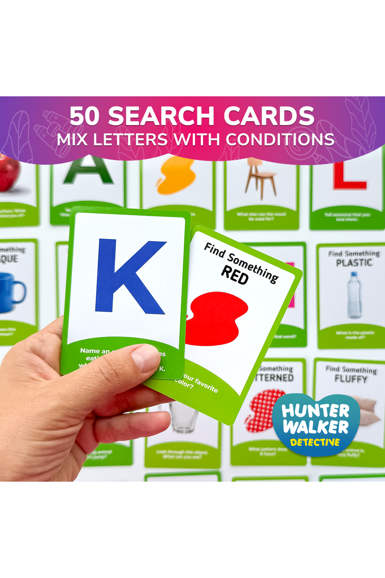 Kids Card Game Scavenger Hunt Set, Alternate, color, Adjectives & letters