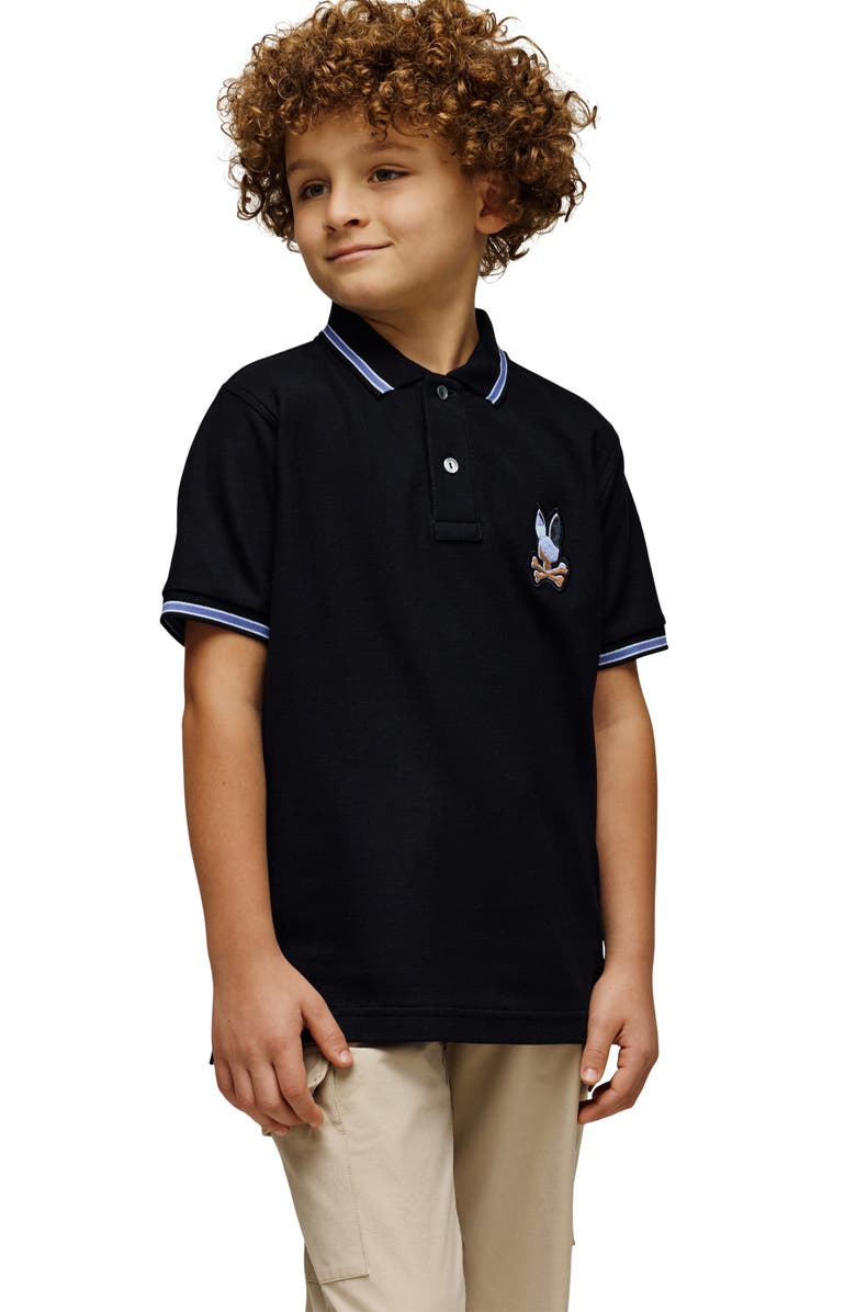 Psycho Bunny Kids' Dante Pima Cotton Piqué Polo, Alternate, color, Black