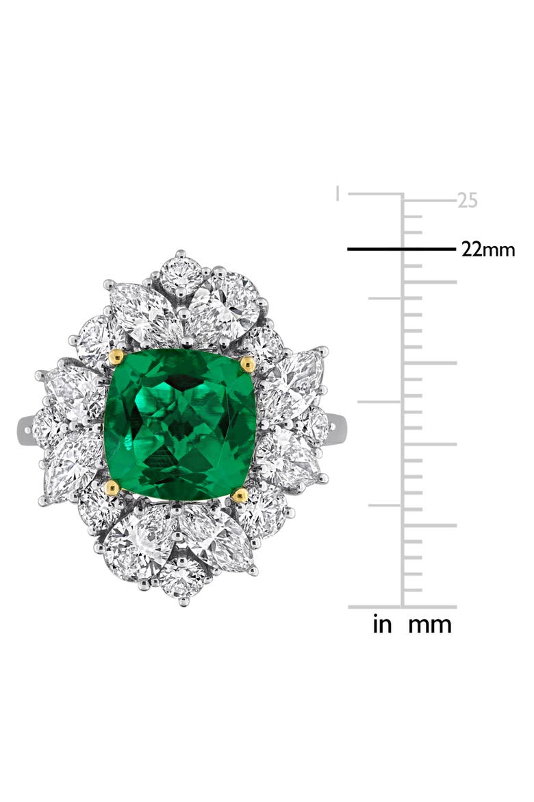 Lab-Created Emerald & Diamond Floral Ring 18k, Alternate, color, Emerald