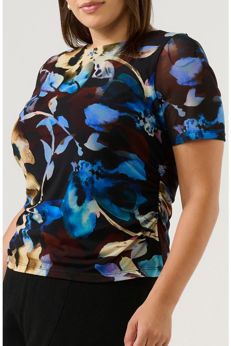 Cleo Floral Mesh Top, Alternate, color, CHOCOLATE WINTER
