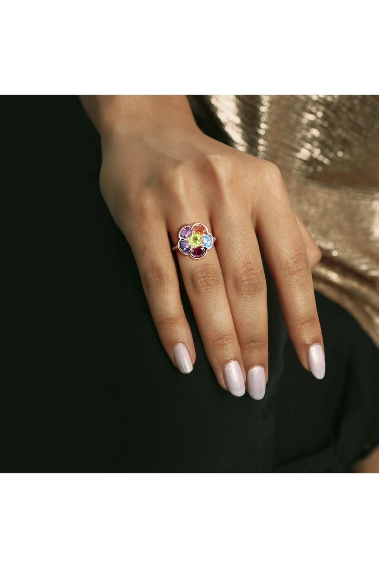 Multi-Gem & Diamond Floral Ring, Alternate, color, Yellow-Plated