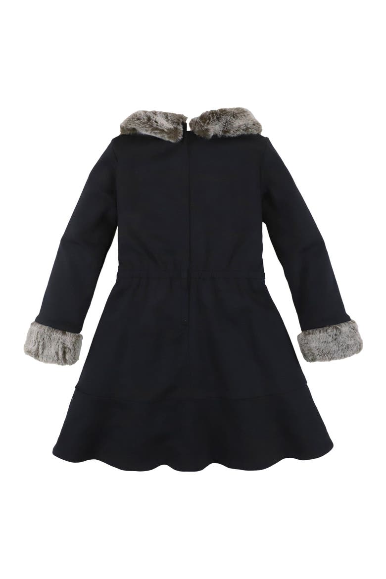 Baby Girls' Long Sleeve Ponte Dress with Faux Fur, Infant, Alternate, color, Black Long Sleeve