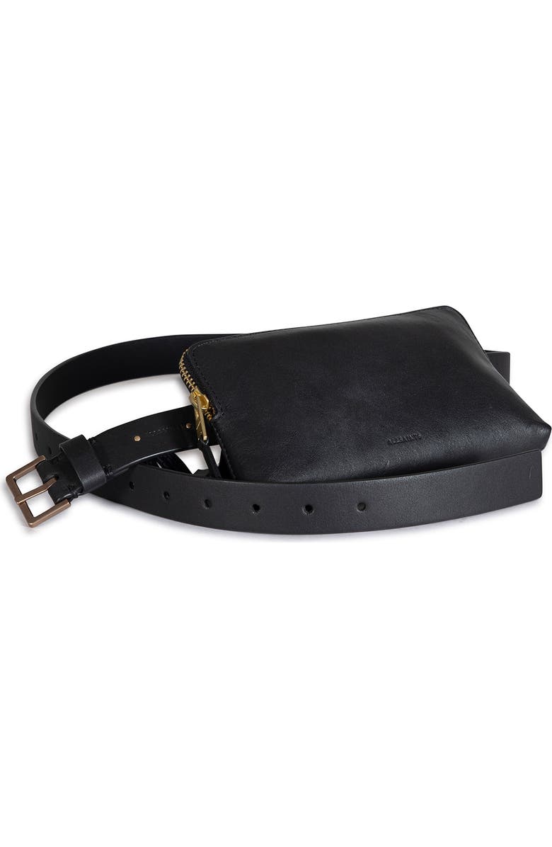 AllSaints Zip Leather Belt Bag, Alternate, color,
