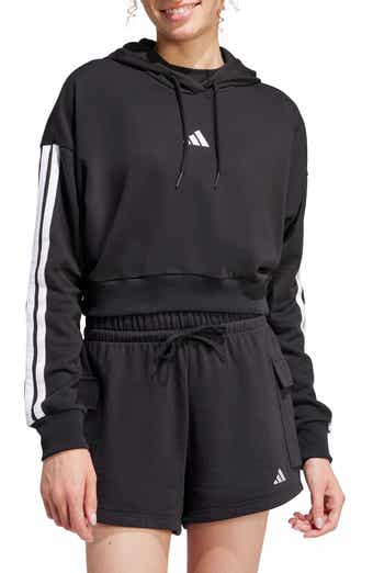 adidas 3-Stripes French Terry Crop Hoodie