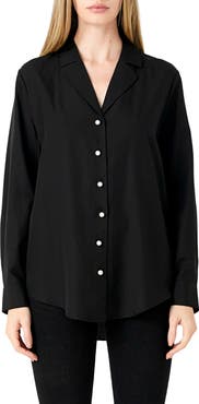 Endless Rose Notched Lapel Long Sleeve Button-Up Shirt