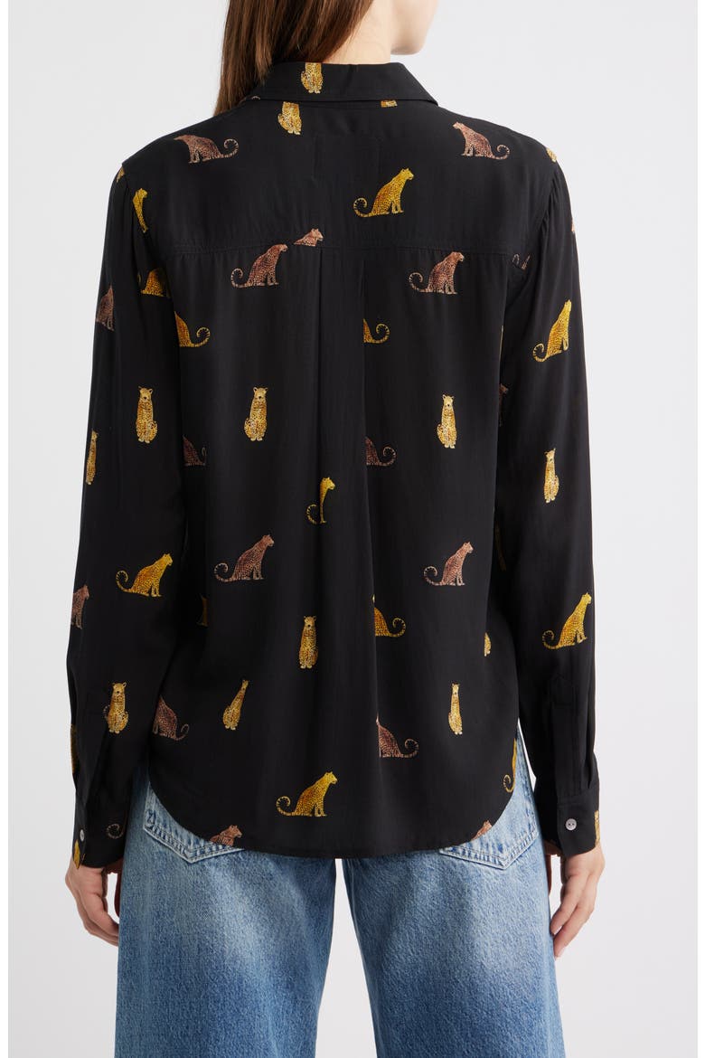 Josephine Wild Cats Print Button-Up Shirt, Alternate, color, ONYX WILD CATS