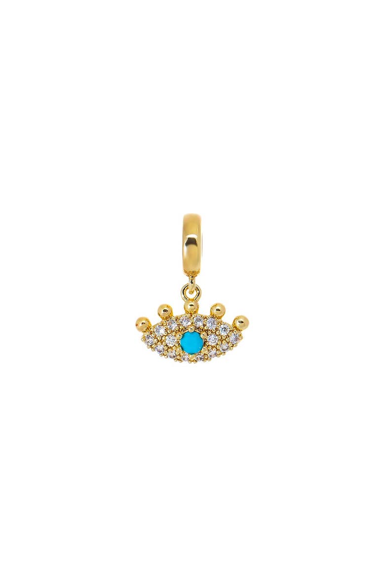Turquoise CZ Evil Eye Charm, Main, color, Turquoise