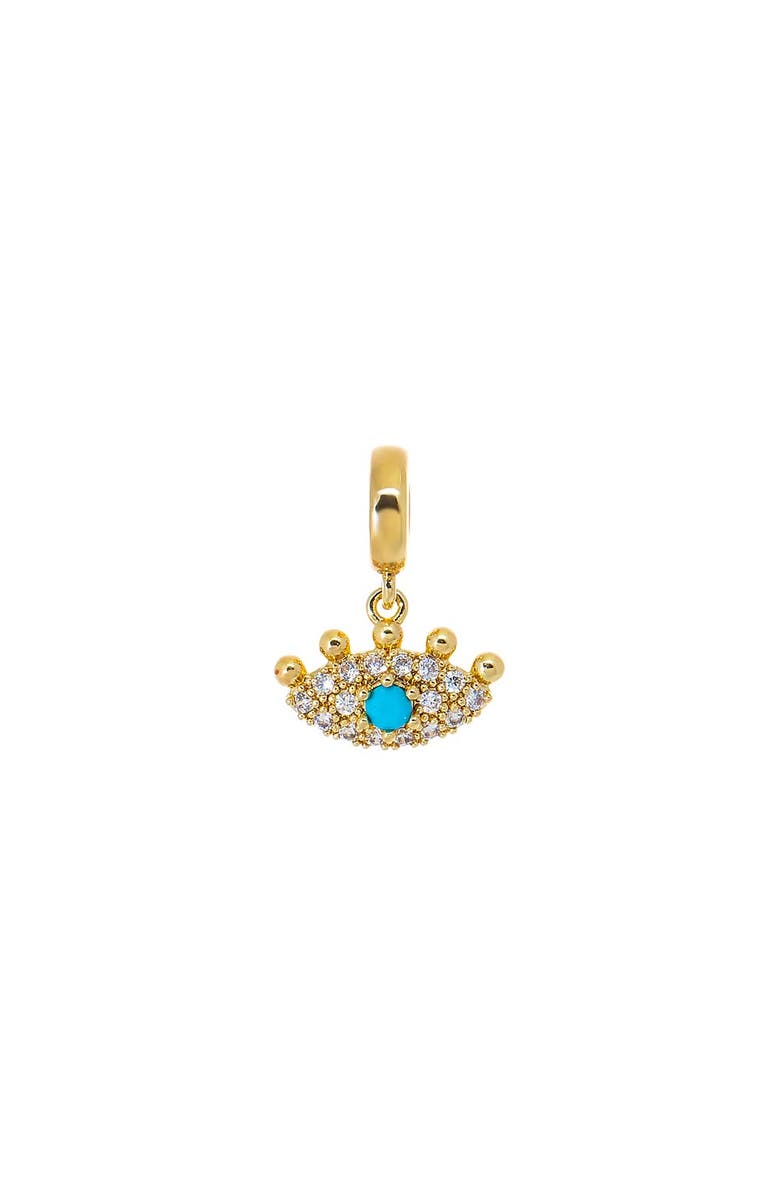 BY ADINA EDEN Turquoise CZ Evil Eye Charm, Main, color, Turquoise