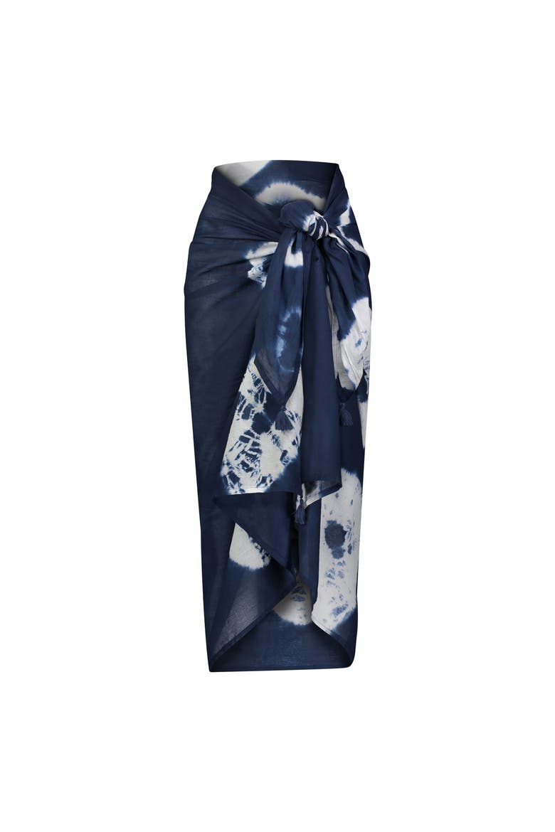 Cotton Saline Pareo Indigo Tie-Dye, Main, color, Navy