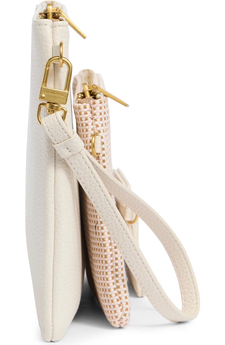 T Tahari Marty Set of 3 Wristlet Pouches & Cardholder Wallet, Alternate, color, Eggshell