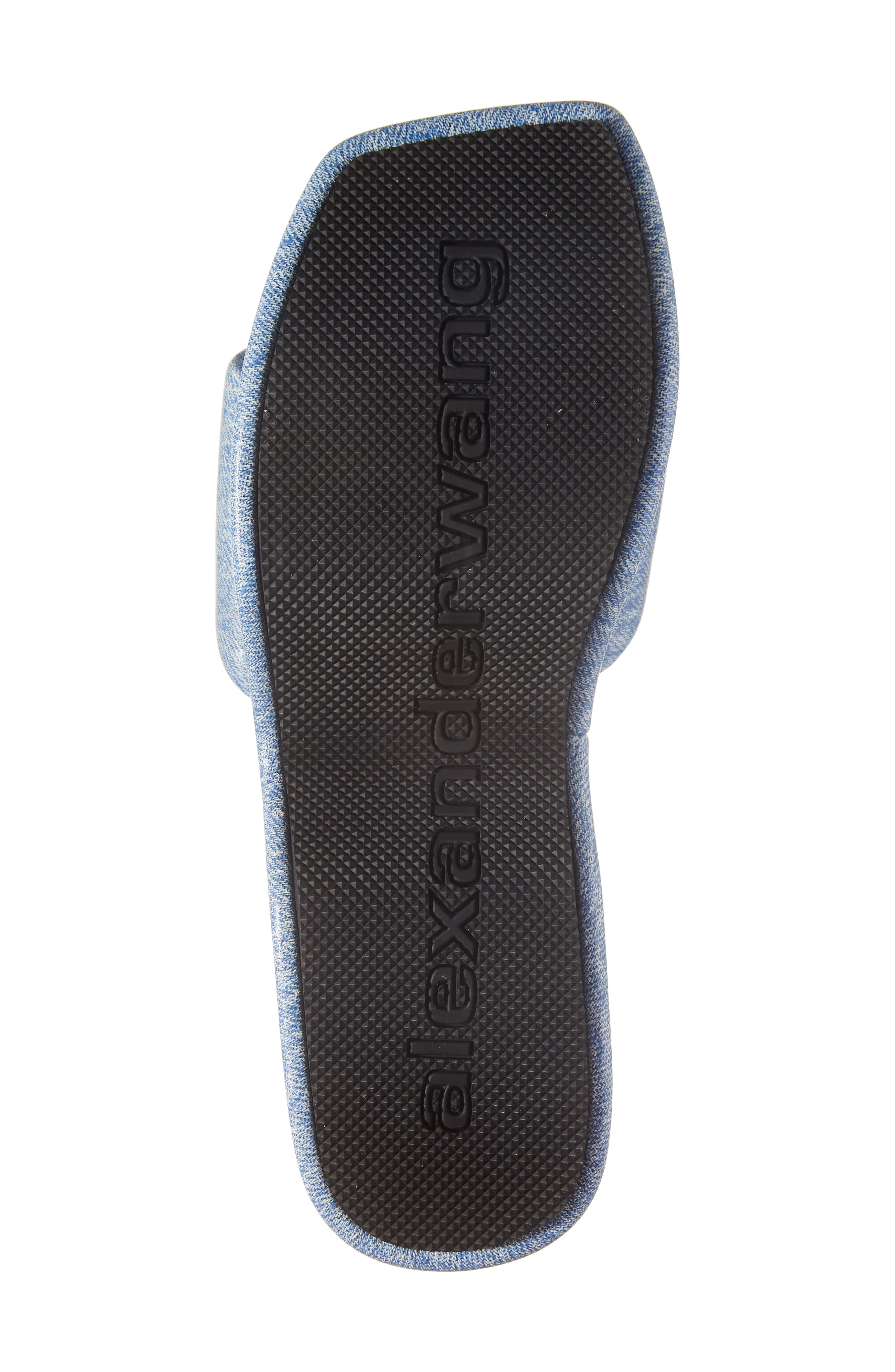 Alexander Wang Float Denim Print Leather Platform Slide Sandal, Alternate, color, 