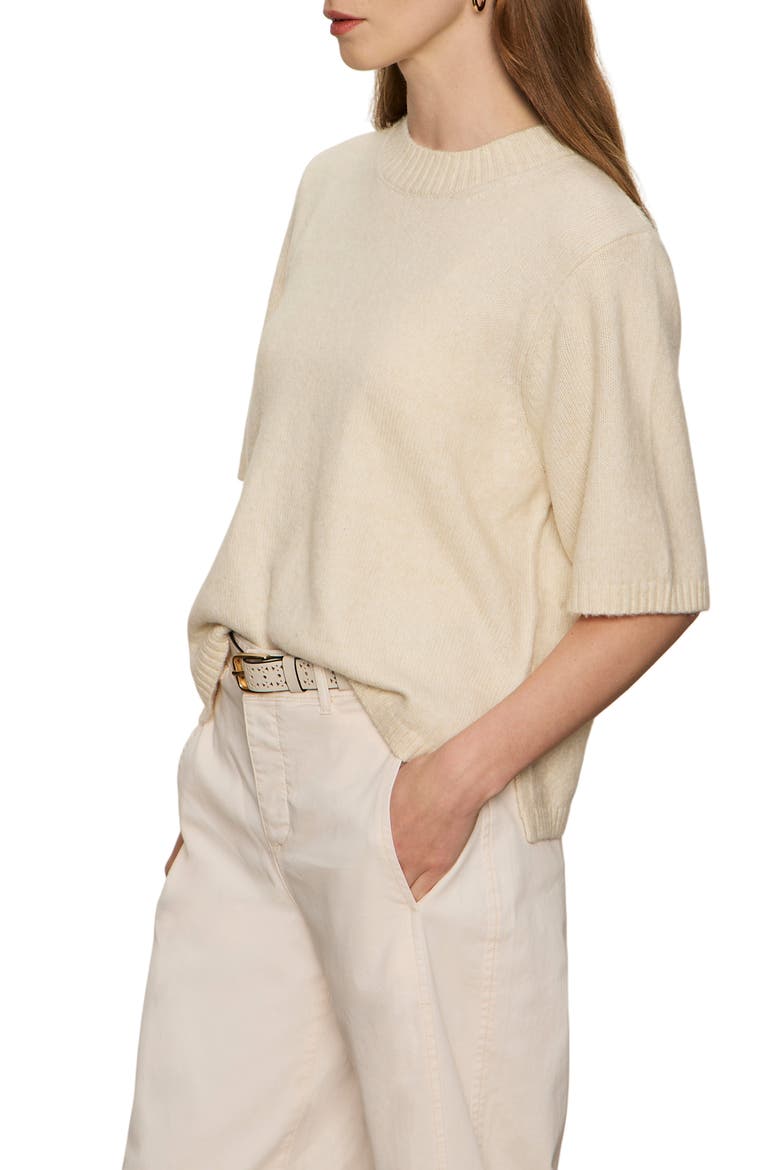 Short Sleeve Sweater, Alternate, color, VANILLA WHITE