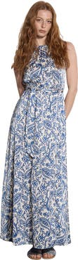 Apricot Paisley Satin Split Maxi Dress